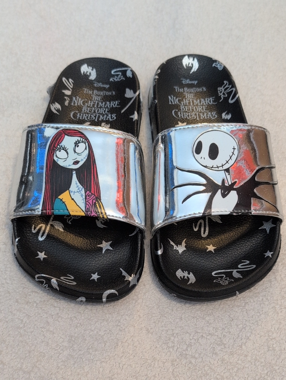 Disney Nightmare Before Christmas Jack Sally Slide Sandals Kids Size 6
